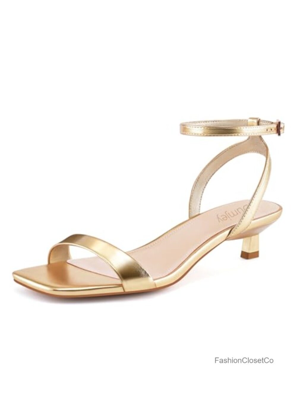 Kitten Heel Sandals Ankle Strap Square Open Toe Dress Party Heels